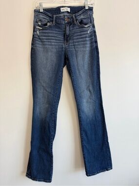 BKE Payton Women’s Jeans 28x33.5 Mid Rise Tailored Bootcut Distressed Buckle